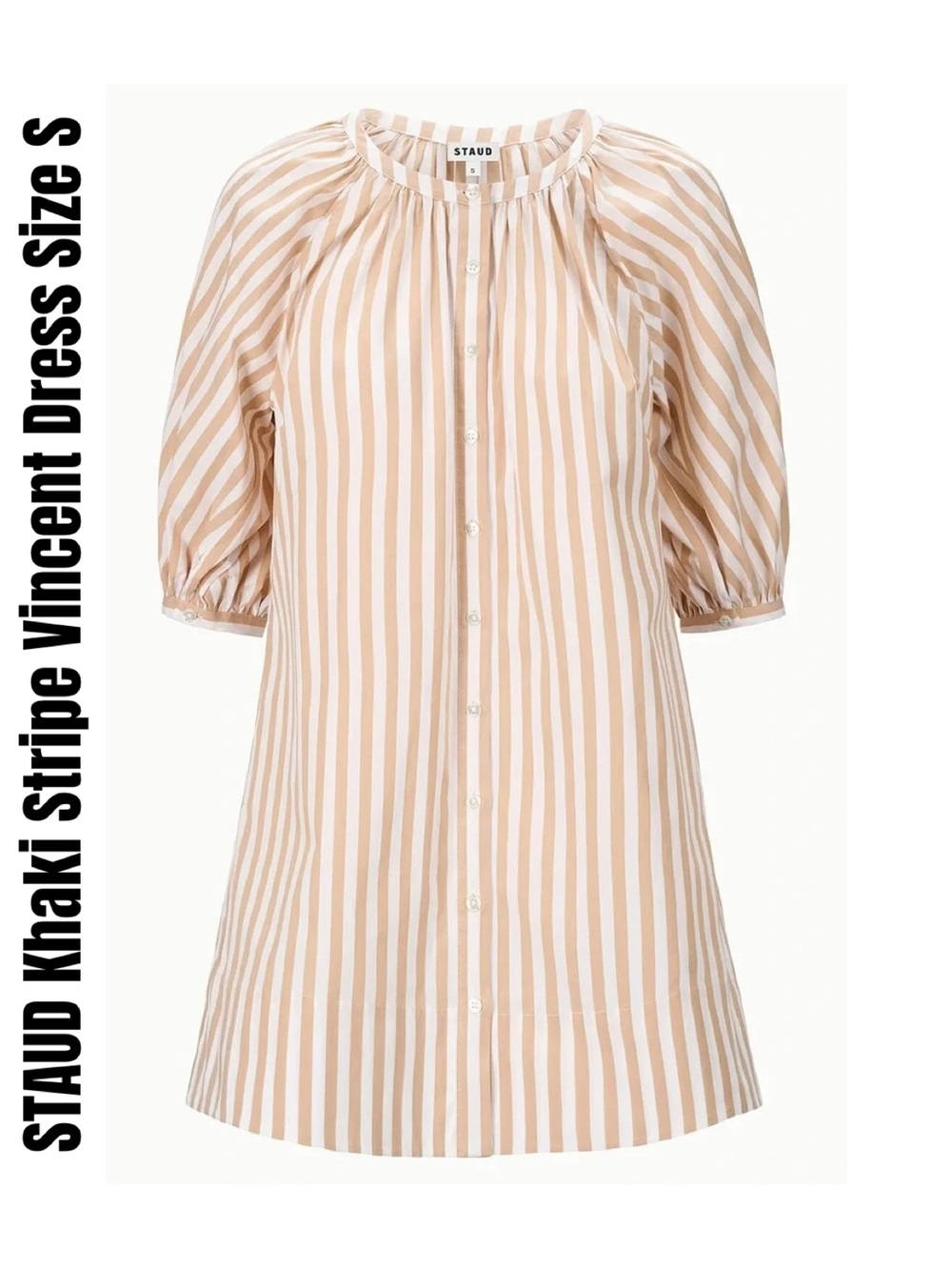 STAUD Khaki Stripe Vincent Dress Size S